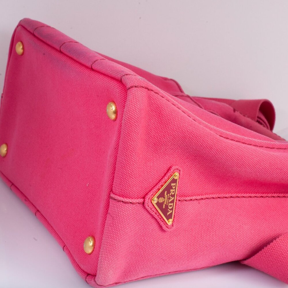 Authentic Pink Prada Canapa Small Logo Tote Bag - Picture 4 of 12
